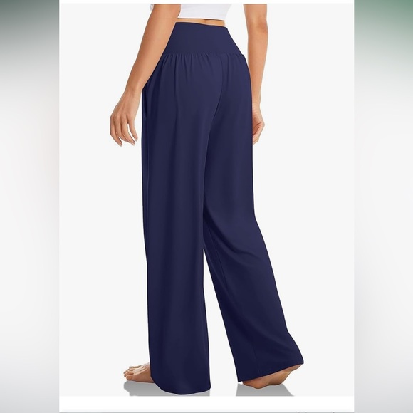 NWT SUNYAA Tommy control navy V cross high waist wide leg yoga pant  2 XL, M. - Picture 2 of 14